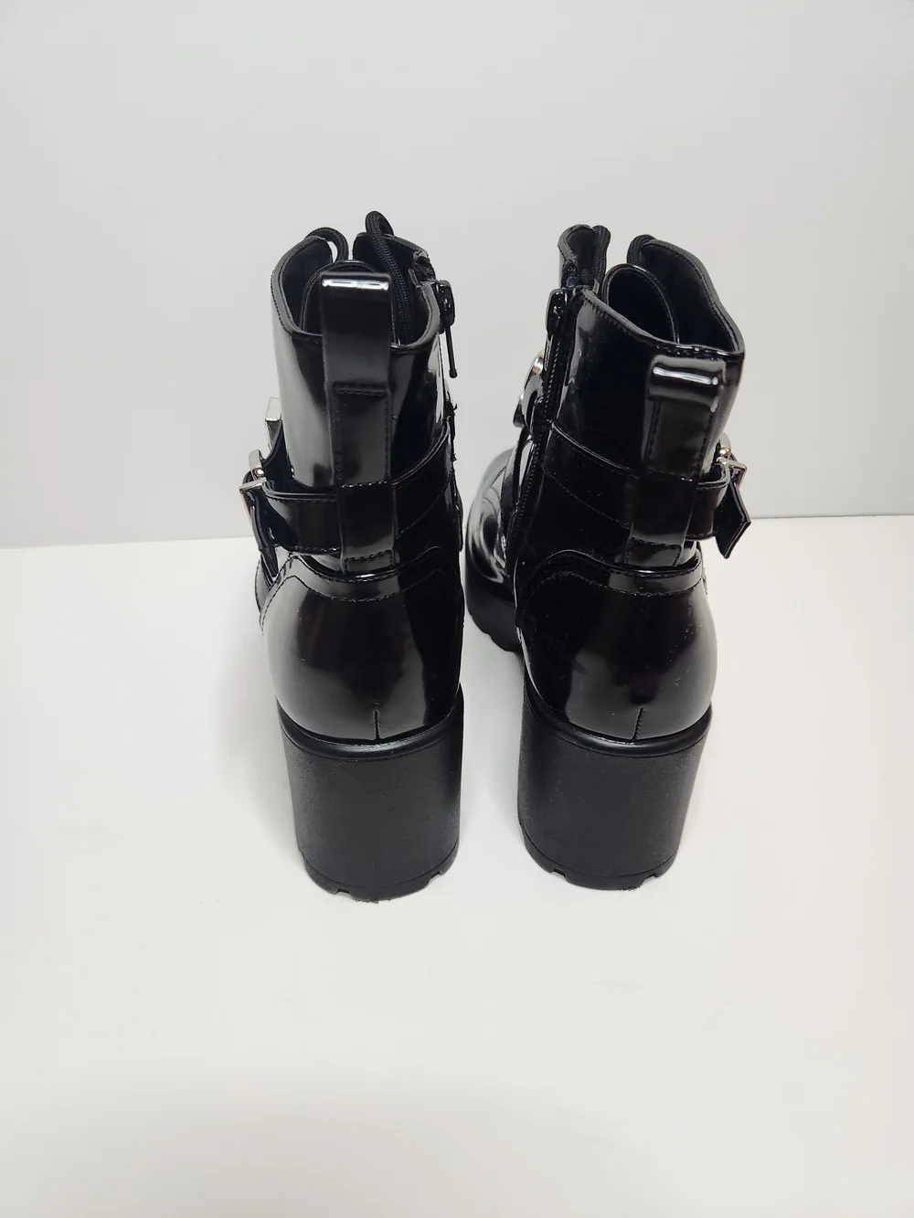 Patent Black Crystal-Embellished Girl's Ankle Boots